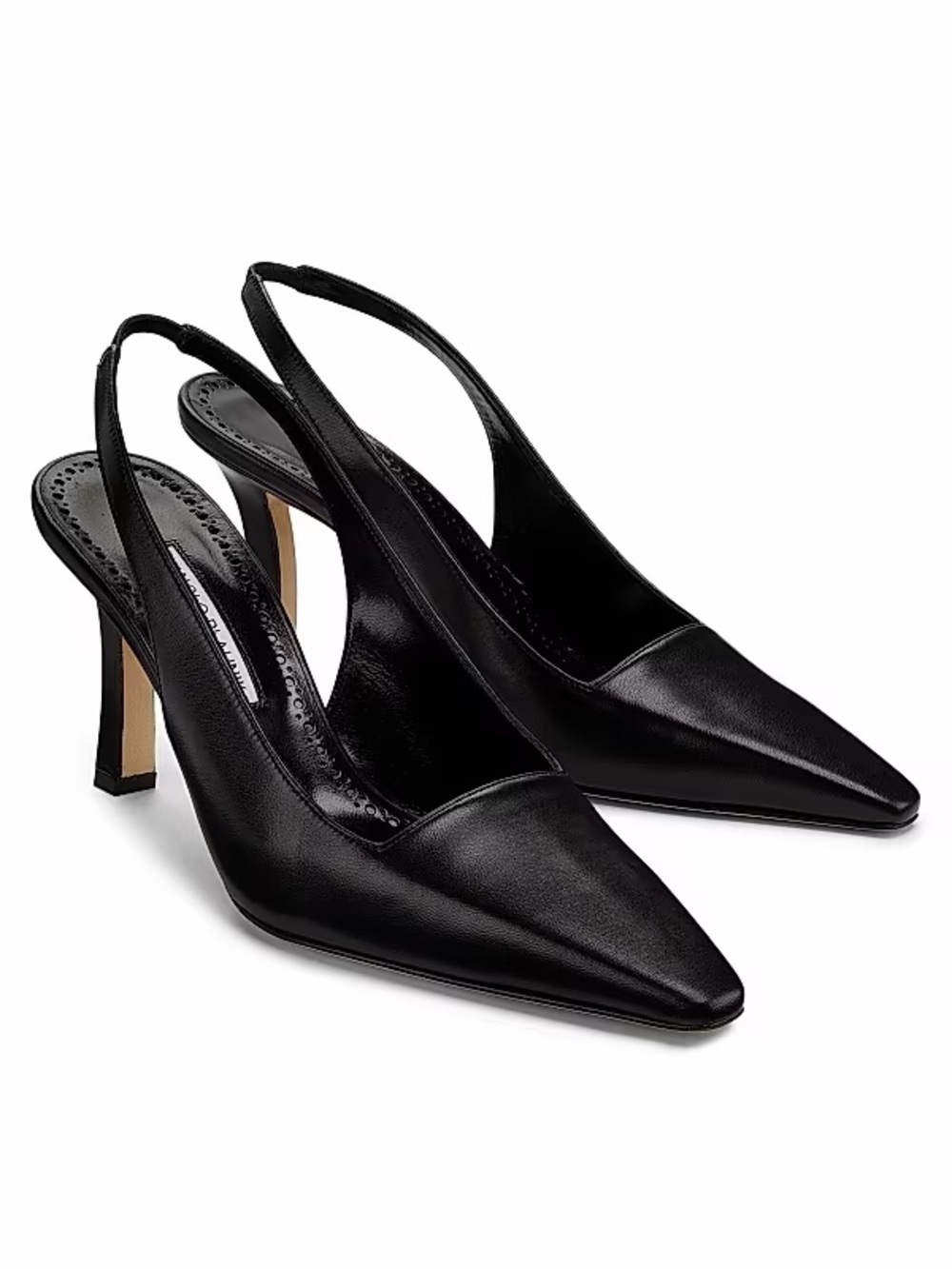 $995 manolo blahnik black leather slingback heels size 36